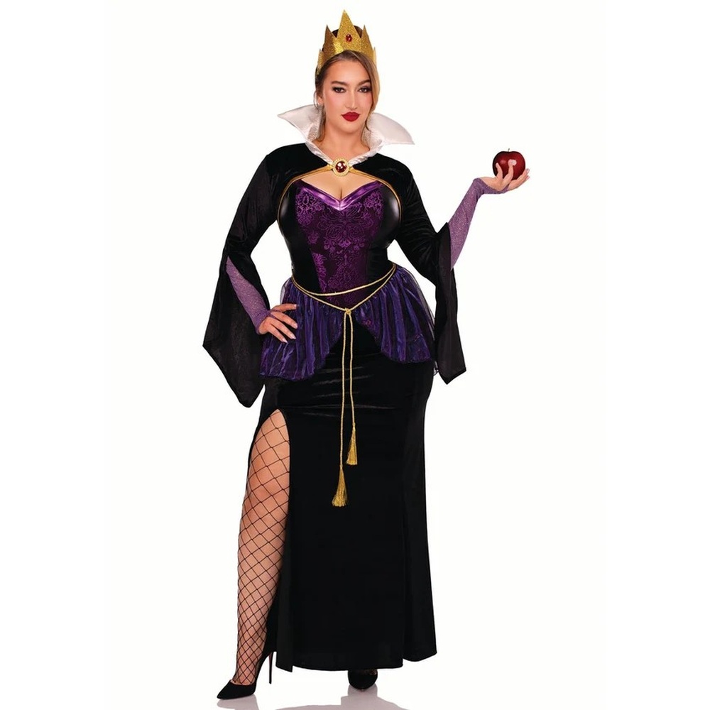 Leg Avenue - Evil Queen HighSlit Gown Kostuum - Zwart/Paars